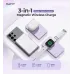 Havit PB5219 10000mAh 15W Magnetic Wireless Power Bank displayed in a 3-in-1 charging setup with phone, earbuds, and smartwatch.
