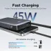 Angled top view of the Ugreen PB536 20000mAh 45W Power Bank #55988B showing dual ports and 45W fast‑charging performance graphics.