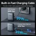 Vention FHEH0 Power Bank's built-in fast charging cable, showing its 20W max input and 35W max output.