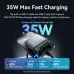 Vention FHEH0 Power Bank fast charging an iPhone, iPad, MacBook Air, and Samsung Galaxy S24 with its 35W output.