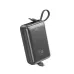 Tilted side view of the WiWU Galaxy Pro Max Wi‑P063 20000mAh 45W Power Bank highlighting its dual cables and digital battery display.