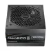 Top view of Antec NE850 PLATINUM ATX3.1 Power Supply with cooling fan visible through grille and efficiency branding.