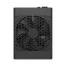 Angled view of Corsair HX1200i SHIFT Power Supply showing cooling fan with geometric grille and visible copper coils.