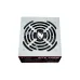 Top-down view of the T-Wolf ATX 350W Grey Power Supply With Cable highlighting the circular cooling fan and metal housing.