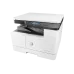Angled front view of the white HP LaserJet MFP M442dn multifunction printer, showing the top-mounted control panel.