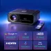 Front angled view of AUN U001 Pro 1000 ANSI Lumens 4K Android Projector showing lens and remote