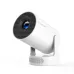Side view of Magcubic HY300 Pro Plus Projector with cylindrical body, blue lens, and adjustable stand mount.