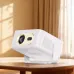 Angled view of the Magcubic HY300GT 260 ANSI Android Projector on a table, highlighting its lens and compact form in warm light.