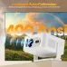 Front view of Magcubic HY300Max Projector displaying vivid rainbow landscape with 400 ANSI brightness and auto-calibration.