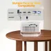 Rear view of Magcubic HY300Max Projector showing HDMI and USB ports with compatibility for PS5, TV Stick, and laptops.