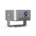 Rear angled view of Magcubic HY450GT projector showing ventilation, control knob and sturdy stand in sleek metallic body