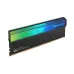 Angled view of a TEAM XTREEM ARGB 24GB DDR5 RAM stick, showing its black heat spreader and multi-color RGB light bar.