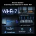 Promotional spec view of TP-Link Archer BE400 Router showing Wi-Fi 7 bands, EasyMesh, HomeShield, and VPN support.