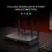 Desk view of TP-Link Archer GE230 Router showing RGB light strip and four antennas beside gaming setup.