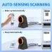 The GTCODESTAR GT‑8800F 2D Desktop Barcode Scanner auto‑sensing items as it scans codes beside a connected computer.