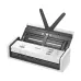 Slightly closer angled view of the Brother ADS-1300 Auto Document Scanner showing its open feeder and internal scanning path
