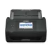 Epson WorkForce ES-580W document scanner, black with open automatic document feeder (ADF) and front touchscreen display.
