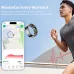 A fitness infographic with a man running, a silver Riversong Trinity smart ring, and a phone showing a map and heart rate data.