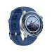 Oppo Watch X2 smartwatch with blue silicone strap, silver case, and mountain background fitness tracking