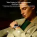 Weofly Aurora 2 smart watch displayed on a wrist with a beige suit sleeve, highlighted against a dark background with promotional text.