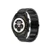 Weofly Aurora 2 smart watch shown in a close-up angled view highlighting its sleek black stainless steel body and detailed display.