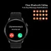 Weofly Curve 2 Smart Watch shown in a front-facing view displaying an incoming call screen with icons for Bluetooth calling features.