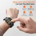 Weofly Edge 2 smart watch shown in an interactive close-up as a hand taps the curved touchscreen to highlight its smooth responsiveness.