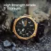 Rugged close-up of the Amazfit T-Rex 3 Pro on wet rocks, showing titanium bezel and day-date display for outdoor durability.