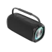 Black BWOO BO-BS91 portable wireless speaker with a woven carry handle and illuminated silver end cap ring.