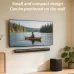 Wall‑mounted setup view of the F&D HT‑360 2.1 Soundbar Wireless Bluetooth Speaker with subwoofer placed below the TV.