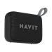 Angled view of the black Havit SK874BT Portable Bluetooth Speaker showing its compact design and fabric front.