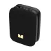 Angled front view of the Monster Atomic Atom Portable Bluetooth Speaker with mesh grille and top buttons.