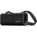 Black Sony ULT POWER SOUND portable Bluetooth speaker with a fabric exterior and a branded carrying strap.