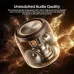 Weofly Stone Portable Bluetooth Speaker shown in a transparent cutaway view revealing its internal 52mm driver and audio components.
