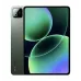 Front and back view of the green Xiaomi Pad 8 tablet, showing the camera module and a vibrant display wallpaper.