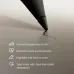 Side view of reMarkable Paper Pro stylus drawing curved line with listed features like handwriting conversion & color markup.