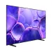 Angled view of the slim Samsung 75U8500F 75-inch 4K TV displaying a vibrant purple abstract wallpaper.