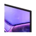Close-up of the Samsung 75U8500F 4K TV corner, showing the narrow bezel and a vibrant purple display image.