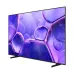 Angled view of the slim Samsung 75U8500F 75-inch 4K TV displaying a vibrant purple abstract wallpaper.