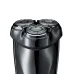 Angled view of Enchen BlackStone 3 Shaver showing sleek black design with three rotary shaving heads.
