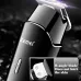 Close-up view of Kemei KM-1113 Hair Trimmer in sleek black design with R-angle blade for safe trimming.