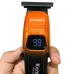 Side view of Kemei KM-709A Hair Trimmer in sleek blue-black design with adjustable lever for trimming control.