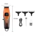 Set view of Kemei KM-709A Hair Trimmer with guide combs, charging cable, and cleaning brush accessories.