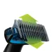 Close-up of Philips BG1025/15 Trimmer with adjustable comb attachment and arrows showing customizable cutting length.