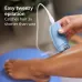Close-up of Philips BRE228/00 Epilator used on leg, emphasizing ability to catch shorter hairs for efficient epilation results.