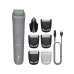 Front view of Philips MG3911/15 3000 Series Trimmer kit with main unit, combs, attachments, and USB cable.