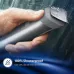 Feature view of Philips MG5930/15 Trimmer held under running water, highlighting 100% showerproof wet and dry grooming design.