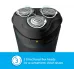 Feature view of Philips S1121/40 Shaver showing 3 directional flex heads for convenient and clean shaving performance.