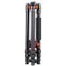 K&F Concept KF09.090V1 T254A4 tripod folded with legs reversed, showing black tubes, orange accents, and one foam grip.