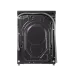 Rear view of Haier HW120-BP12357S8 Washing Machine highlighting drainage hose routing and metallic back panel design.